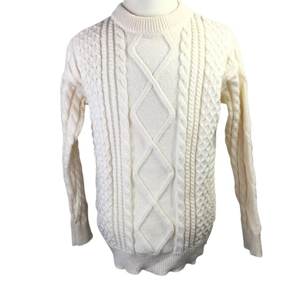 Aelfric Eden Fisherman Cable Knit Sweater Ivory Oversized Unisex M Pullover - Picture 2 of 9